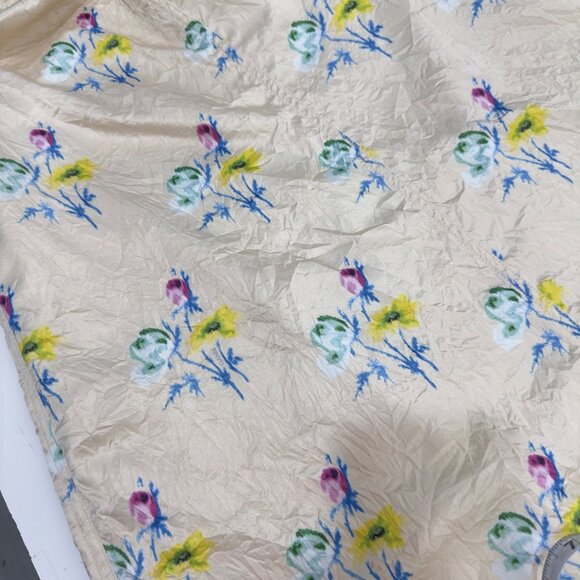 Ganni Floral Crinkled Satin Off-Shoulder Slit Maxi Dress Bell Sleeves Size 36 - Picture 13 of 16